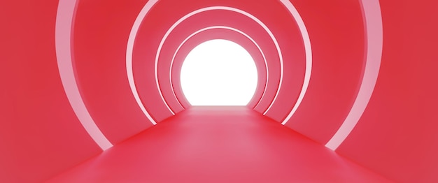 Free vector red tunnel with round arches and light at end