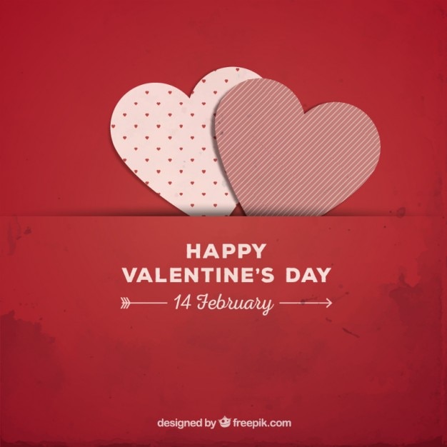 Free vector red valentine background with paper hearts