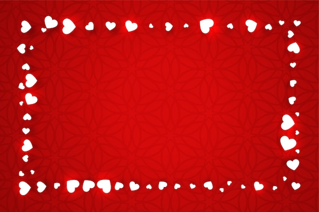 Red valentines day banner with hearts frame