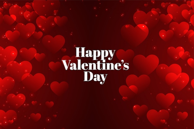 Free vector red valentines day  with many hearts card