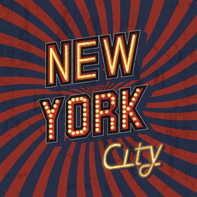 Red vector vintage new york t-shirt print with shabby texture