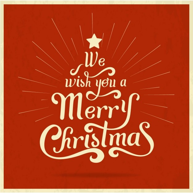 Free vector red vintage christmas tree card with message