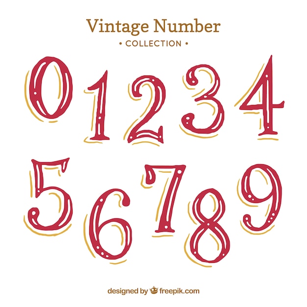 Red vintage number collection