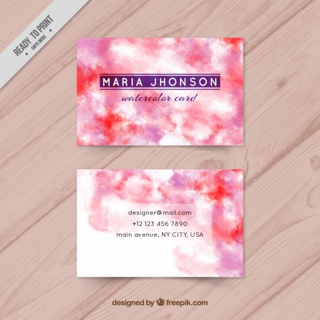 Free vector red watercolor business card