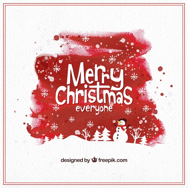 Free vector red watercolor christmas background