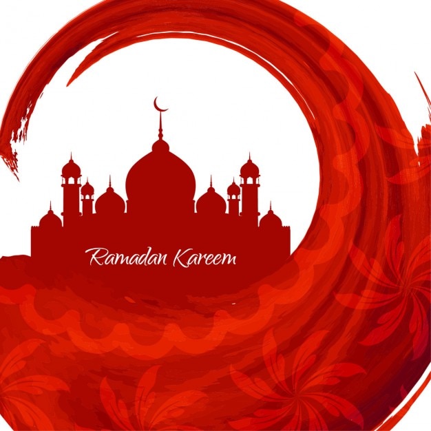 Vettore gratuito acquerello rosso disegno ramadan kareem