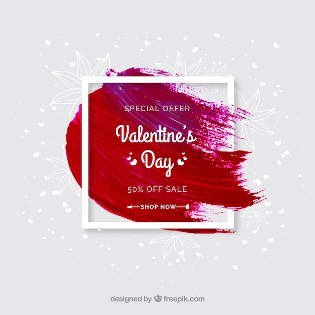 Red watercolor sale background with frame