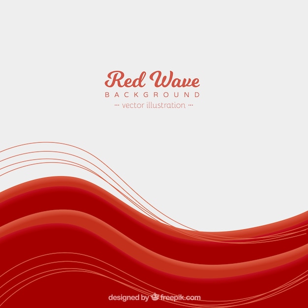 Red waves background with flat design