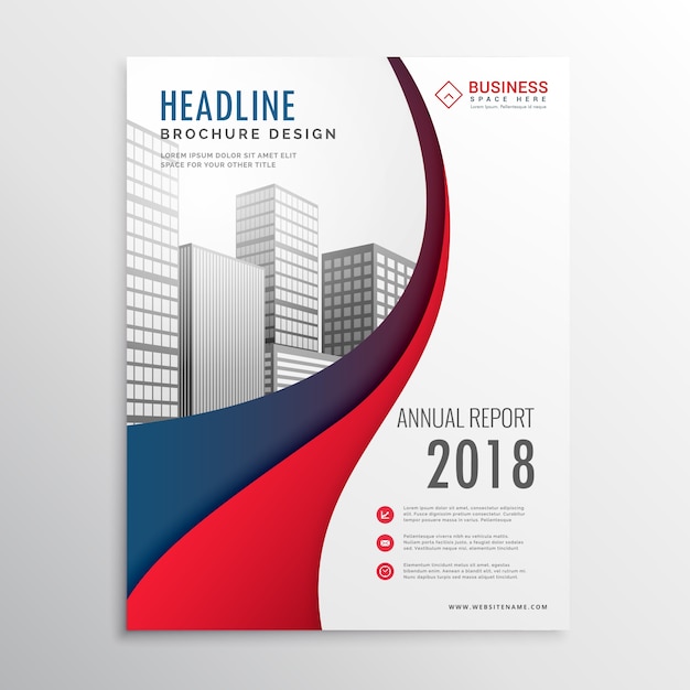 Moderno modello rosso e blu ondata business brochure design