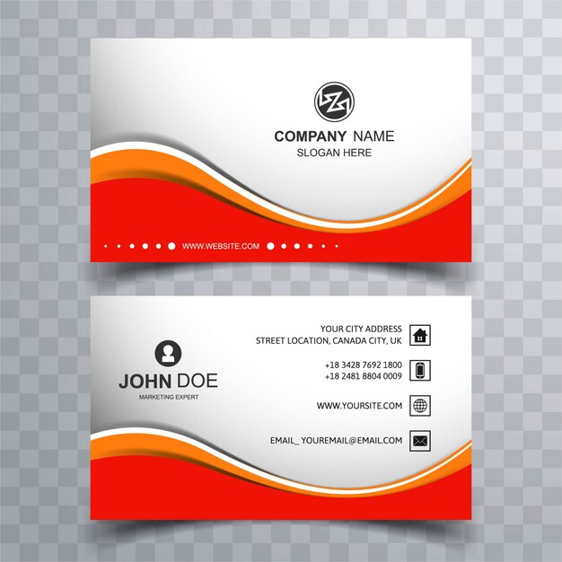 Red wavy business card