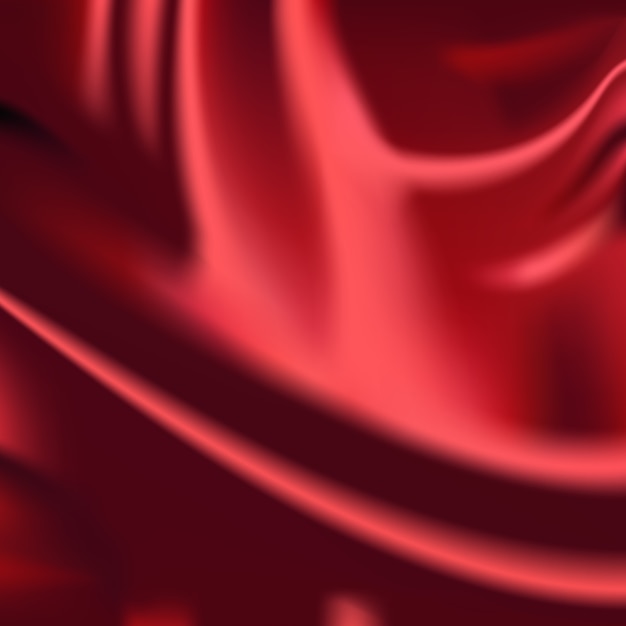赤い波状のシルク生地のカーテンの背景抽象的な布