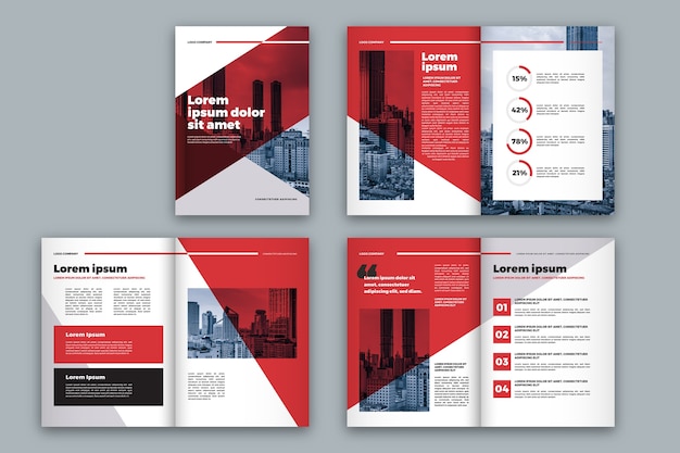 Free vector red and white brochure template layout