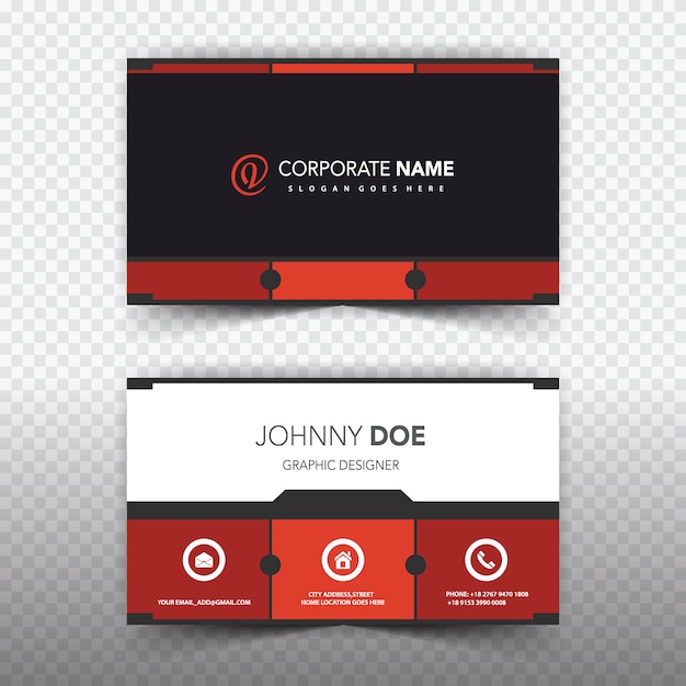 Free vector red and white business card