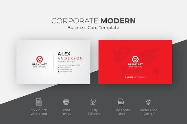 Free vector red and white business card