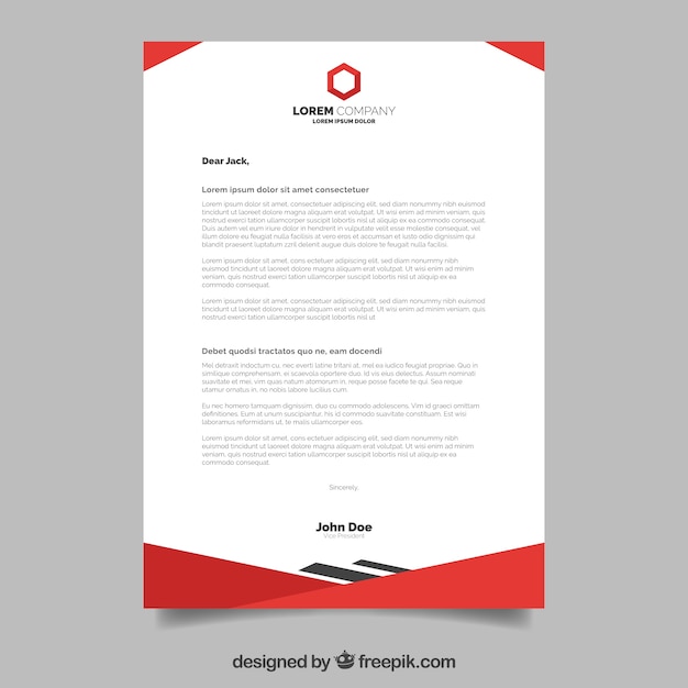 Red and white business document