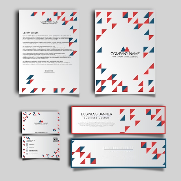 Free vector red and white business stationery