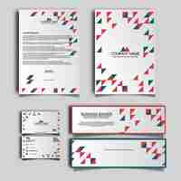 Free vector red and white business stationery