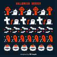 Free vector red and white collection of halloween borders