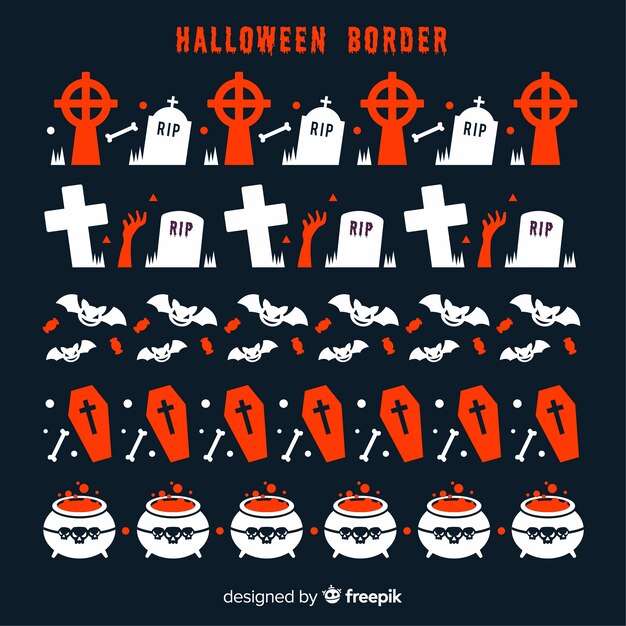 Free Vector red and white collection of halloween borders