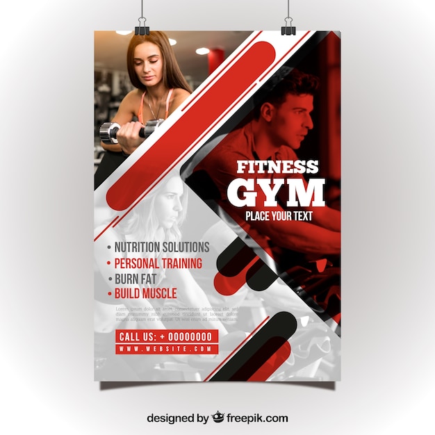 Red and white gym flyer template