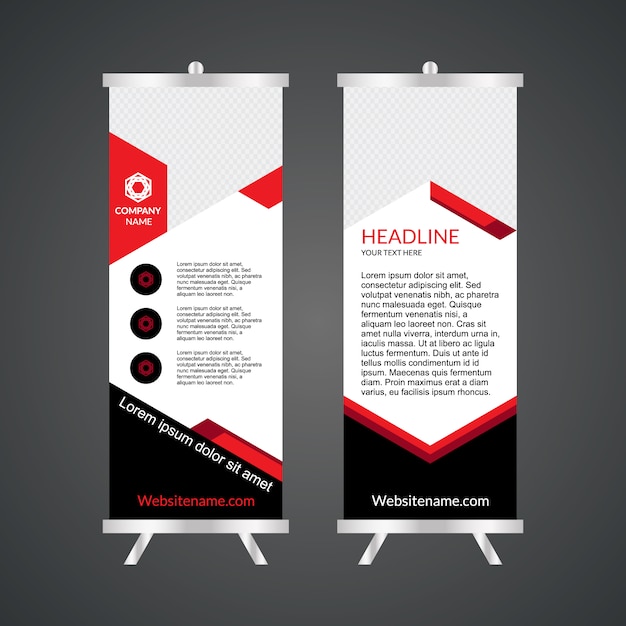 Free vector red and white  roll up template