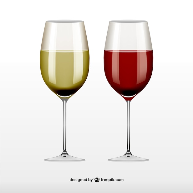 Free vector red and white wine glasses