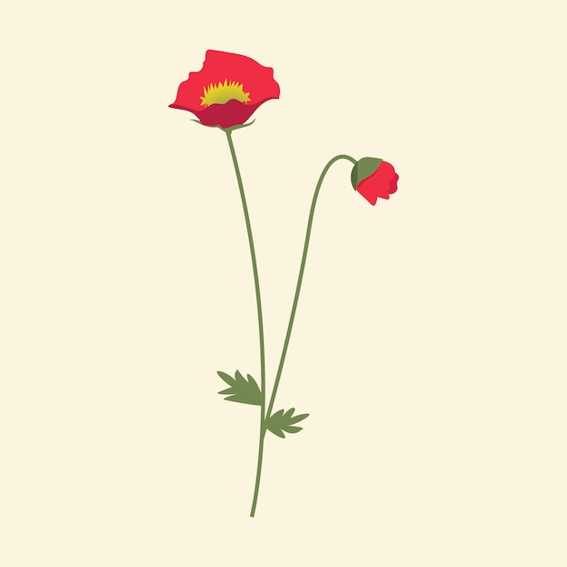赤い野生の花のベクトル図