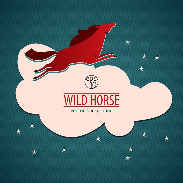 Free vector red wild horse illustration