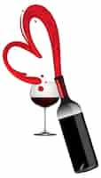 Free vector red wine bottle and glass