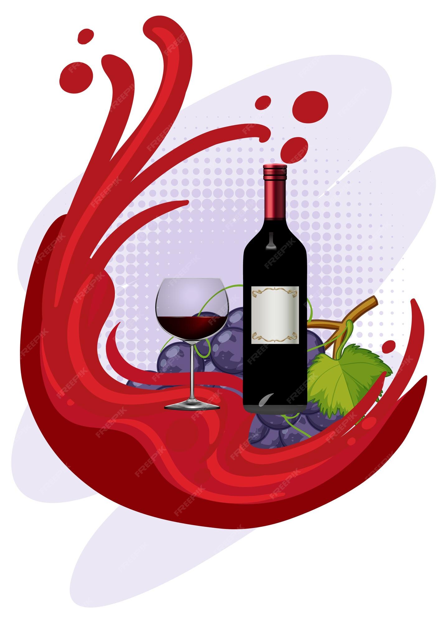 Free Vector | Red wine bottle and glass Free Vector | Red wine bottle and glass