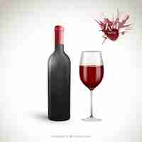 Free vector red wine bottle and wineglass