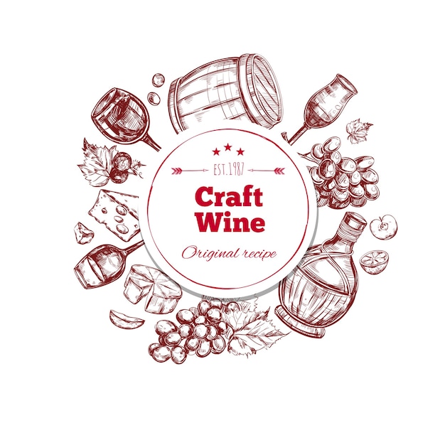 Free vector red wine craft production concept