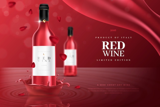 Free vector red wine drink product ad