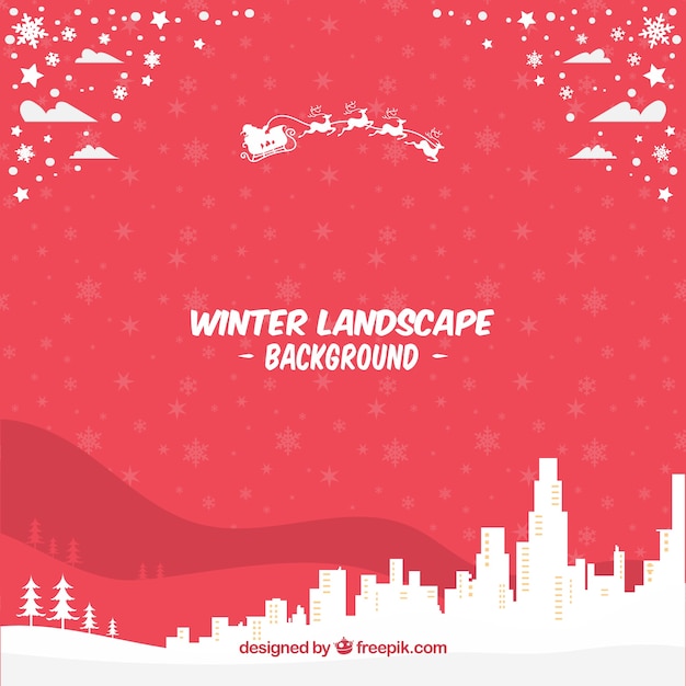 Free vector red winter landscape background