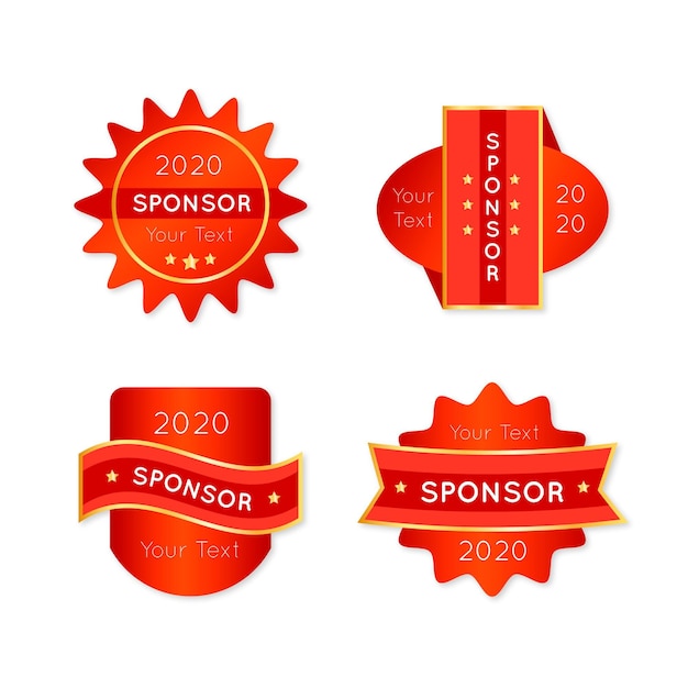 Free vector red with golden sponsor stickers