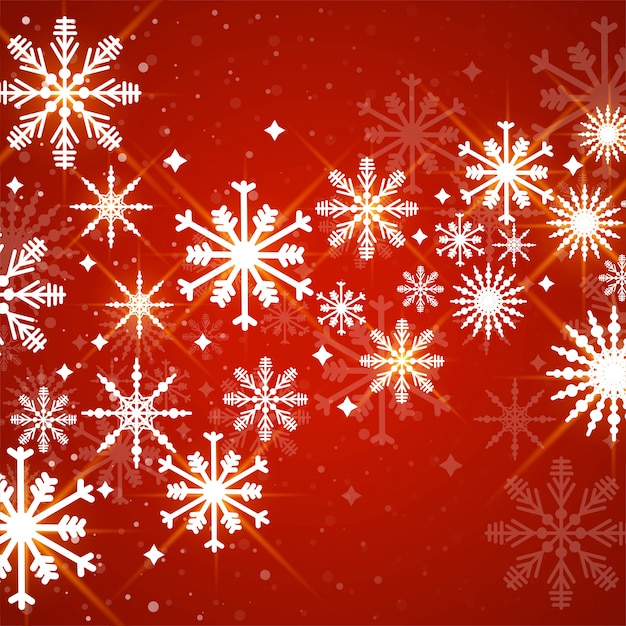 Free vector red with snowflakes background