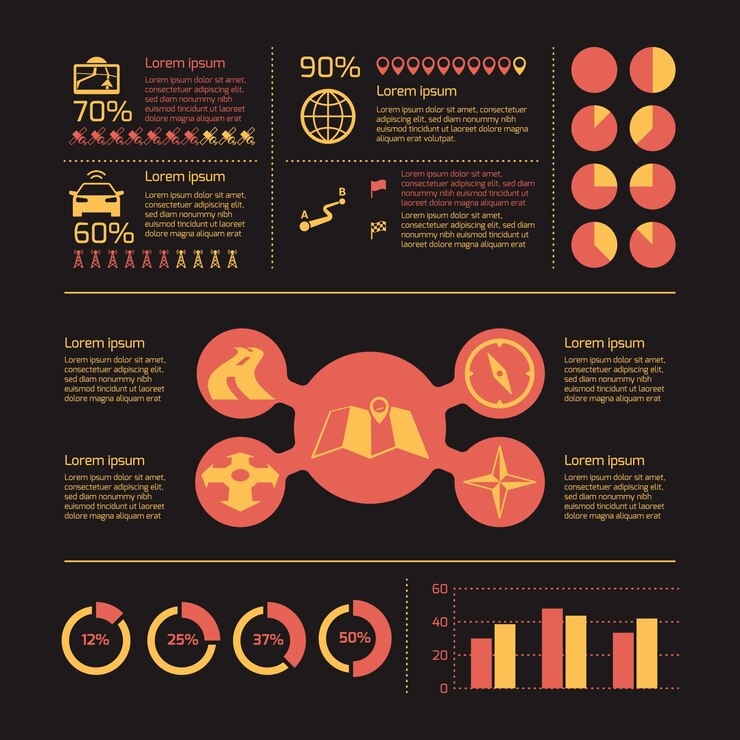 Free Vector red, yellow and black infographics