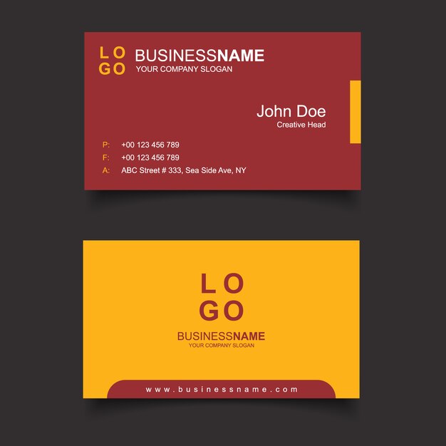 Красная и желтая визитная карточка