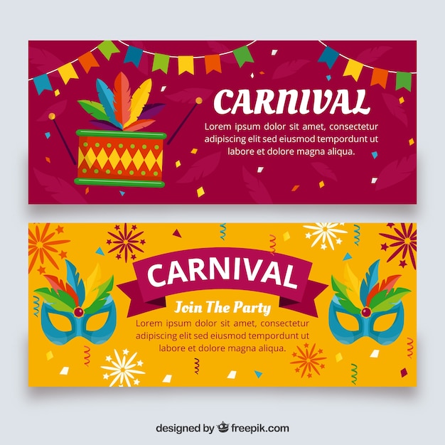 Red and yellow creative carnival banners