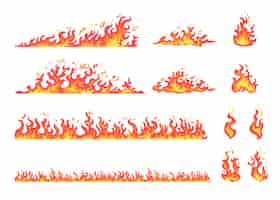 Free vector red and yellow flame set