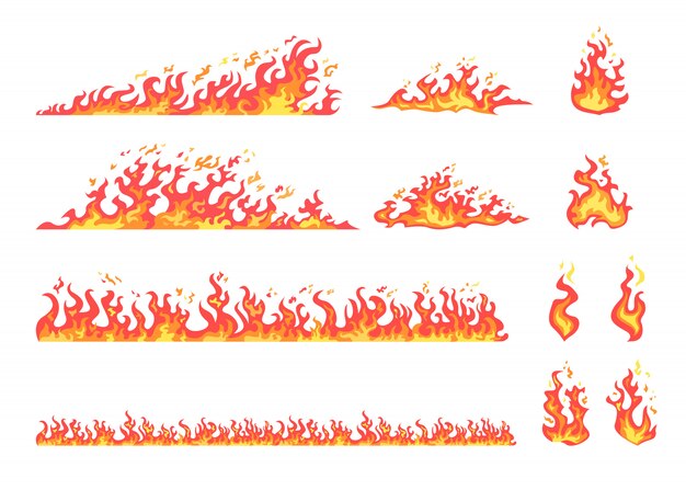 빨간색과 노란색 불꽃 세트