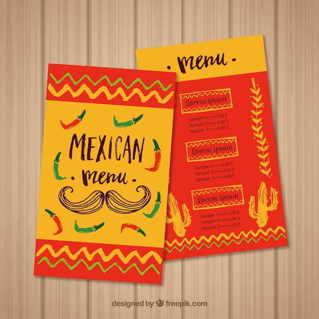 Free vector red and yellow mexican food menu template