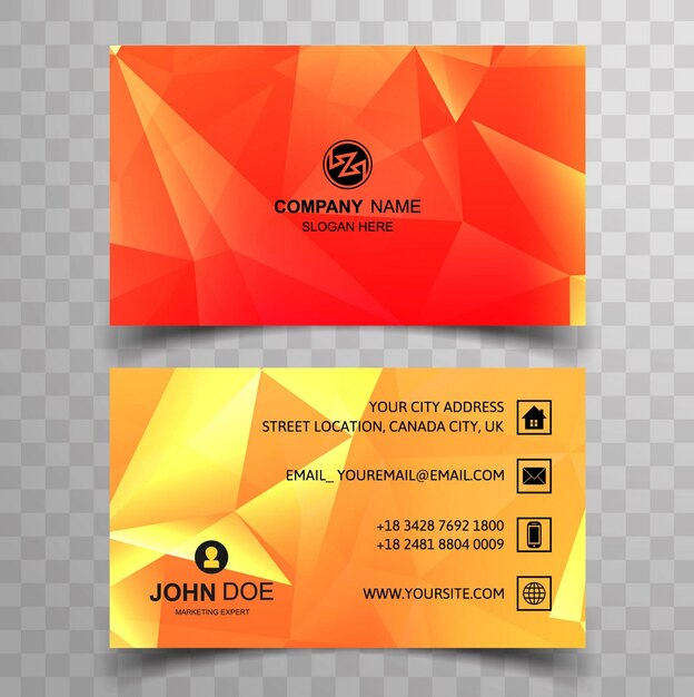 Red and yellow polygonal business card