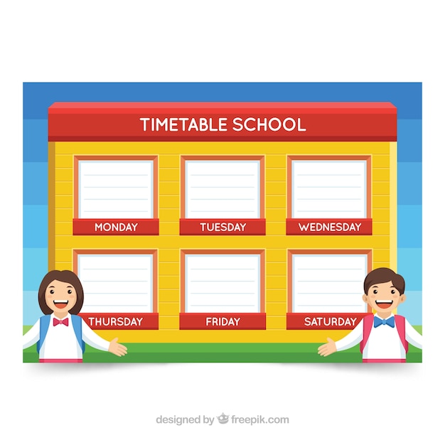 Red and yellow school timetable