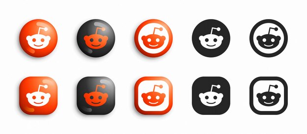 Reddit modern 3d and flat icons set
