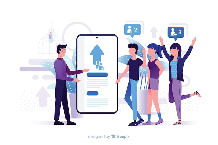 Free Vector refer a friend concept with illustrations