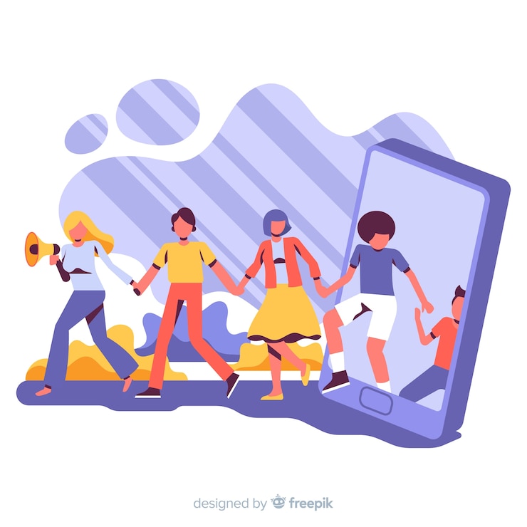 Free Vector refer a friend concept with smartphone