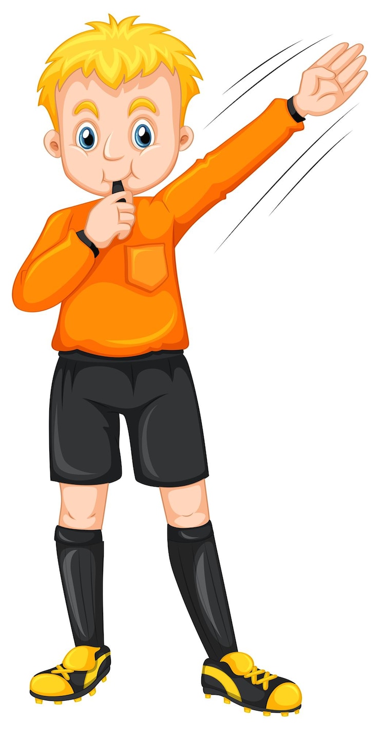 Free Vector referee blowing whistle and making gesture