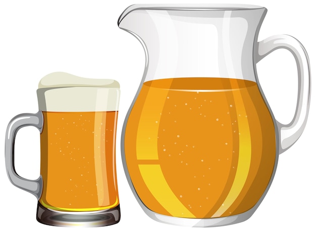 Refreshing Beer Glass and Pitcher