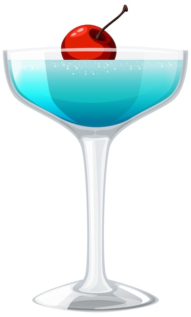 Free vector refreshing blue cocktail with cherry